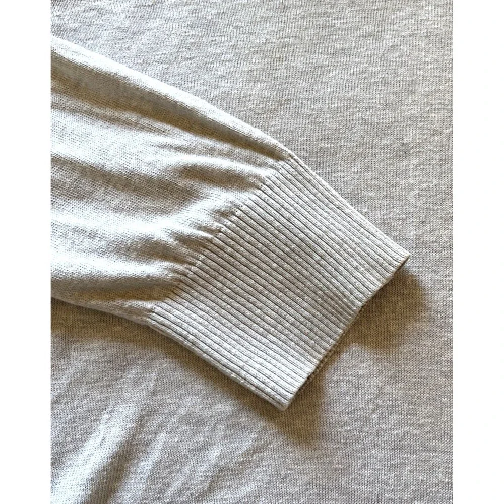 Banana Republic Lightweight Sweater Mens L Silk Linen V-Neck Gray Classic